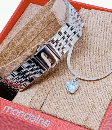 Imagem de Relógio Mondaine Feminino Original Prata Quadrado À Prova DÁgua com NF 378P 32378LOMVNE2