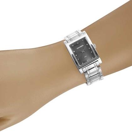 Imagem de Relogio Mondaine Feminino prata quadrado mostrador preto retangular prateado 32103L0MVNE2