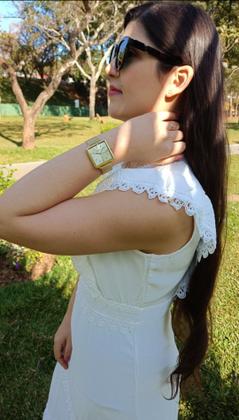 Imagem de Relógio Mondaine Feminino Quadrado Original Dourado À Prova D'Água com NF 487D