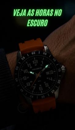 Imagem de Relógio Mondaine Masculino Analógico De Pulso Pulseira De Silicone Laranja Brilha No Escuro Calendário A Prova D água 50 Metros Original