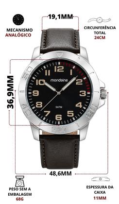 Imagem de Relógio Mondaine Masculino Analógico Quartz De Pulso Esportivo Casual De Couro A prova Dágua Em 50 Metros Brilha No Escuro Original