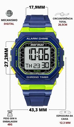 Imagem de Relógio Mormaii Masculino Digital De Pulso Esportivo Quadrado Com Cronógrafo Alarme Calendário Luz Noturna A Prova Dágua 100 Metros Original