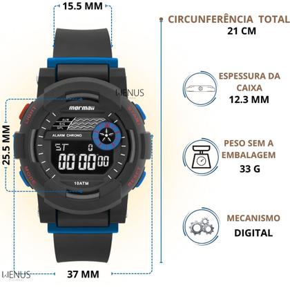 Imagem de Relógio Mormaii Original Para Criança Infantil Digital De Pulso Masculino A Prova Dágua 100M