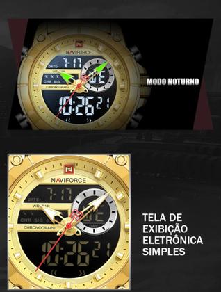 Imagem de Relógio Naviforce 9163 Dourado Luxo + Caixa Original