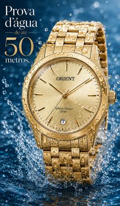 Imagem de Relógio Orient Feminino Analógico Quartz De Pulso Dourado Em Aço Inoxidável A Prova Dágua Em 50 Metros Original