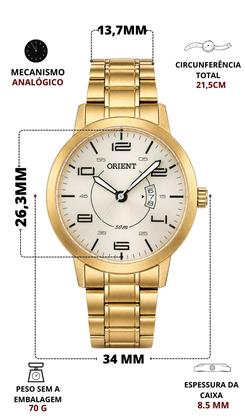 Imagem de Relógio Orient Feminino De Pulso Analógico Quartz Casual Elegante Dourado Em Aço Inoxidável A Prova Dágua Original