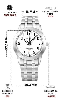 Imagem de Relógio Orient Feminino De Pulso Vintage Analógico Quartz Com Fundo Branco Prata Em Aço Inoxidavel A Prova Dàgua Em 50 Metros Original