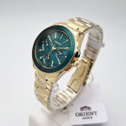 Imagem de Relógio ORIENT feminino dourado verde FGSSM096 E1KX