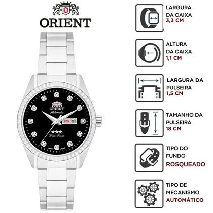 Imagem de Relógio Orient Feminino Mecânico Automático 3 Estrelas Redondo Prova Dágua 5 ATM Casual NH6SS007 P1SX