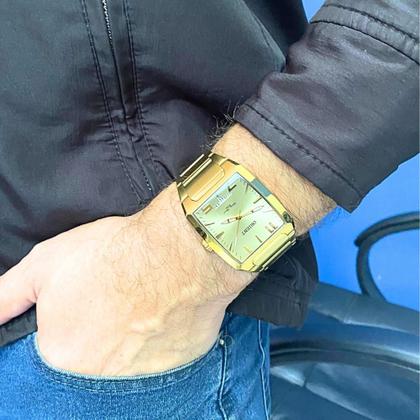 Relógio Orient Masculino Analógico Dourado Quadrado GGSS1007 C2KX