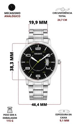 Imagem de Relógio Orient Masculino Analógico Quartz De Pulso Esportivo Casual Prateado Em Aço Inoxidável A Prova Dágua Em 50 Metros Com Calendário Original
