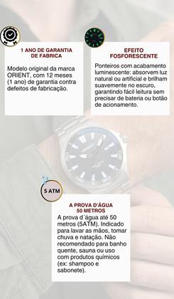 Imagem de Relógio Orient Masculino Analógico Quartz De Pulso Esportivo Casual Prateado Em Aço Inoxidável A Prova Dágua Em 50 Metros Original