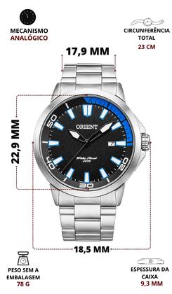 Imagem de Relógio Orient Masculino Analógico Quartz De Pulso Esportivo Casual Prateado Em Aço Inoxidável A Prova Dágua Em 50 Metros Original