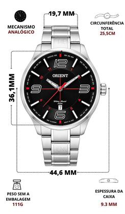 Imagem de Relógio Orient Masculino Analógico Quartz De Pulso Esportivo Casual Prateado Em Aço Inoxidável A Prova Dágua Em 50 Metros Original