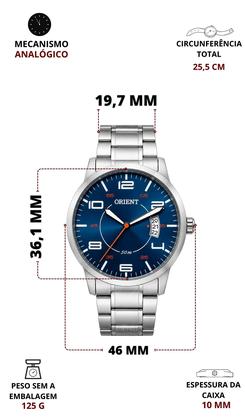 Imagem de Relógio Orient Masculino Analógico Quartz De Pulso Esportivo Casual Prateado Em Aço Inoxidável Com Calendário A Prova Dágua 50 Metros Original
