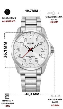 Imagem de Relógio Orient Masculino Analógico Quartz Esportivo Casual De Pulso Prateado Em Aço Inoxidável A Prova Dágua Em 50 Metros Original
