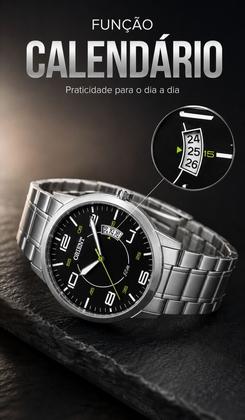 Imagem de Relógio Orient Masculino De Pulso Analógico Quartz Esportivo Casual A Prova Da Água Em 50 Metros Prateado Em Aço Inoxidável Original