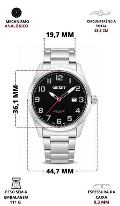 Imagem de Relógio Orient Masculino De Pulso Analógico Quartz Esportivo Casual Brilha No Escuro Em Aço Inoxidável Prova Dágua 100 Metros Original