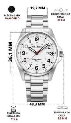 Imagem de Relogio Orient Masculino De Pulso Analogico Quartz Prata Esportivo Casual A Prova Dágua Em 50 Metros Em Aço Inoxidável Original