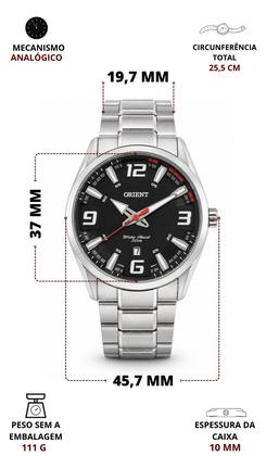 Imagem de Relógio Orient Masculino Original Prata Aço Inox Analógico Calendário À Prova dÁgua 50 Metros