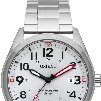 Imagem de Relógio Orient Masculino Prateado Grande Prova dÁgua Original Analógico Com Data MBSS1396 S2SX