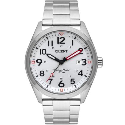 Imagem de Relógio Orient Masculino Prateado Grande Prova dÁgua Original Analógico Com Data MBSS1396 S2SX