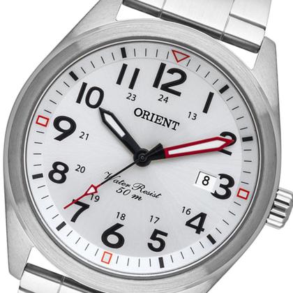 Imagem de Relógio Orient Masculino Prateado Grande Prova dÁgua Original Analógico Com Data MBSS1396 S2SX