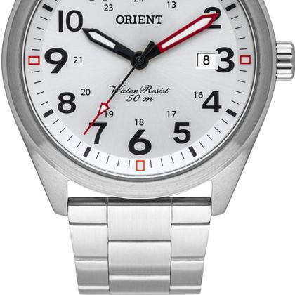 Imagem de Relógio Orient Masculino Prateado Grande Prova dÁgua Original Analógico Com Data MBSS1396 S2SX