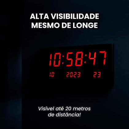 Imagem de Relógio Parede Led Digital Grande 47cm Data Termômetro Firma Academia Hospital