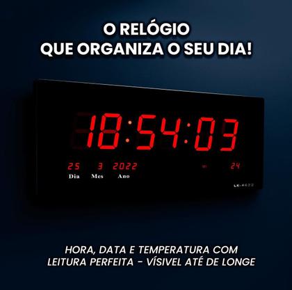 Imagem de Relógio Parede Led Digital Grande 47cm Data Termômetro Firma Academia Hospital