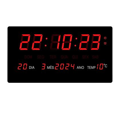 Imagem de Relógio Parede Led Digital Grande 47cm Data Termômetro Firma Academia Hospital
