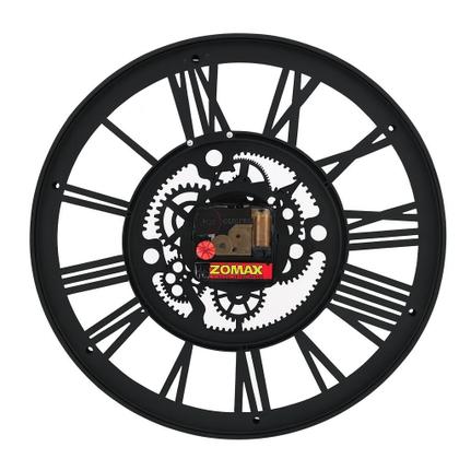 Imagem de Relogio parede vintage rustico 30cm estilo madeira numeros romanos casa sala escritorio preto