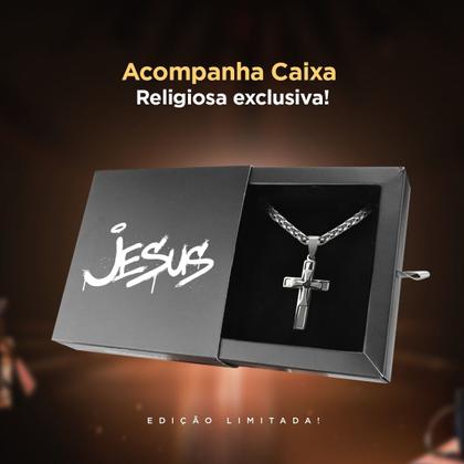 Imagem de Relogio Prata Masculino Aço Inox robusto grande qualidade premium jesus católico religião original prateado pesado