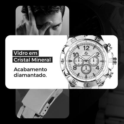 Imagem de Relogio prova dagua aço inox prata + cordão cruz presente pesado qualidade premium original social casual religioso