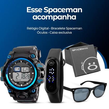 Imagem de Relogio prova dagua digital + caixa original grande cronometro preto robusto ajustavel presente azul esportivo alarme