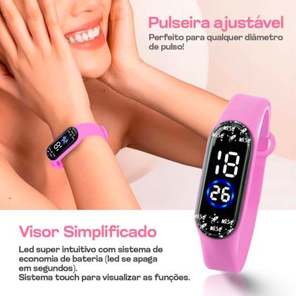 Imagem de Relogio Prova Dagua Infantil Digital ajustavel presente menina cronometro adolescente esportivo silicone data alarme