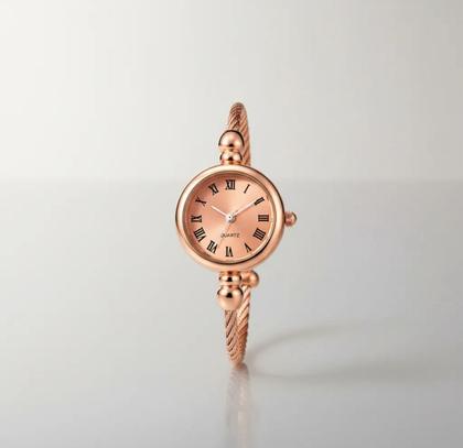 Imagem de Relógio pulseira feminino delicado redondo pequeno moda Cor:Rose
