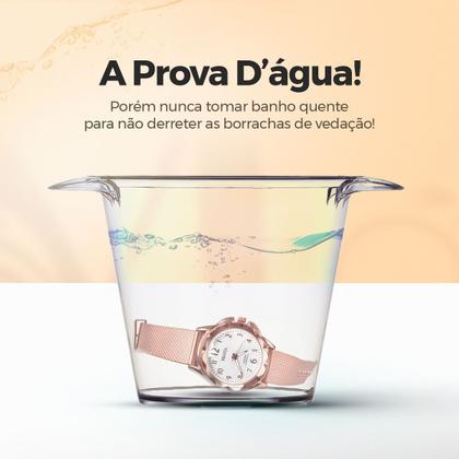 Imagem de Relogio rose feminino + colar brincos + caixa + oculos sol qualidade premium silicone marrom banhado casual prova dagua