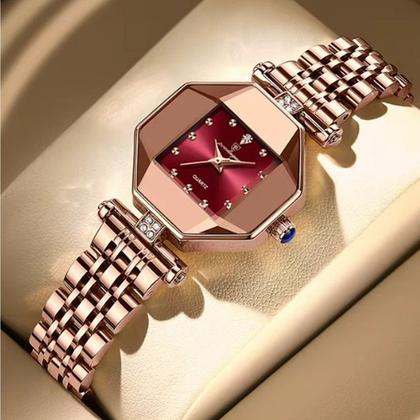 Imagem de Relógio Rosé Top Design Geométrica À Prova D'água
