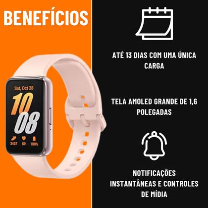 Imagem de Relógio Samsung Smartband Galaxy Fit3 Compativel Com Android Tela 1.6 Amoled Rosé Bluetooth v5.3 Bateria 208mAh