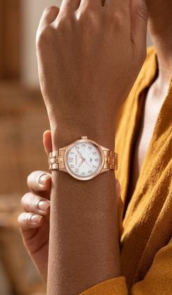 Imagem de Relógio Seculus Feminino De Pulso Pequeno Analógico Quartz Rosê Com Fundo Em Madrepérola A Prova Dágua Em 50 Metros Original
