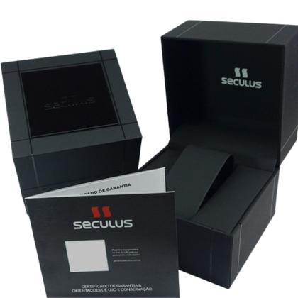 Imagem de Relogio Seculus feminino dourado banhado folheado pequeno mini classico social prova dagua kit semi joia 23704LPSVDS1K1