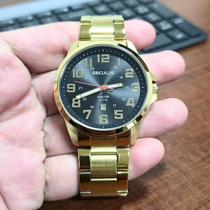 ธีรวุธ สุขวัฒนกูล legion 5070 2/2 Relógio Seculus Masculino Analógico Dourado Long Life 20807GPSVDA2
