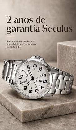 Imagem de Relógio Seculus Masculino De Pulso Analógico Quartz Prata Com Pulseira Aço Inox Esportivo Casual Com Caledário A Prova Dágua Em 50 Metros Original