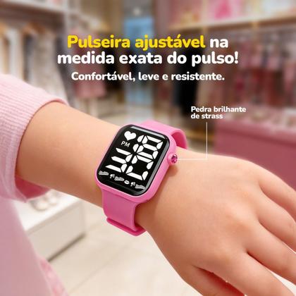 Imagem de Relogio silicone barbie prova dagua digital infantil rosa qualidade premium social adolescente menina led criança casual