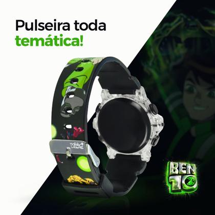 Imagem de Relogio Silicone Led Infantil Ben10 Digital Preto + Caixa verde qualidade premium esportivo presente original heroi luz