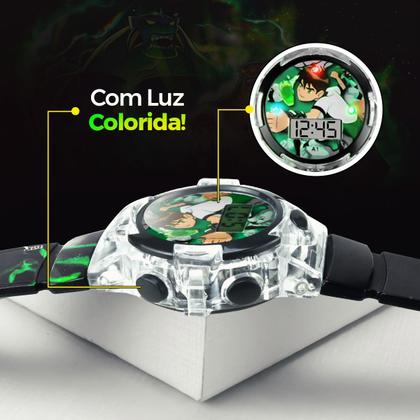 Imagem de Relogio Silicone Led Infantil Ben10 Digital Preto + Caixa verde qualidade premium esportivo presente original heroi luz