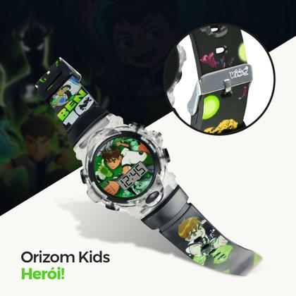 Imagem de Relogio Silicone Led Infantil Ben10 Digital Preto + Caixa verde qualidade premium esportivo presente original heroi luz
