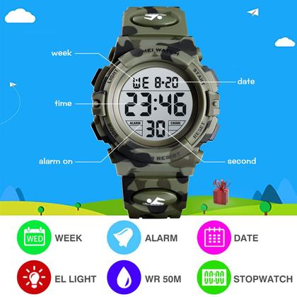 Imagem de Relógio SKMEI Kids Digital Sports à prova d'água para meninos e meninas