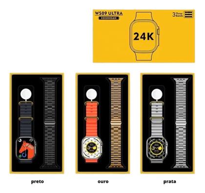 Imagem de Relógio Smart Digital Dourado GOLD WS09 3 pulseiras Original Masculino E Feminino Envio Já